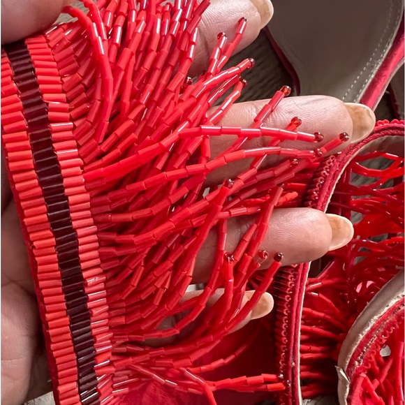 Bcbgmaxazria Fringe red Sandals - Picture 6 of 7
